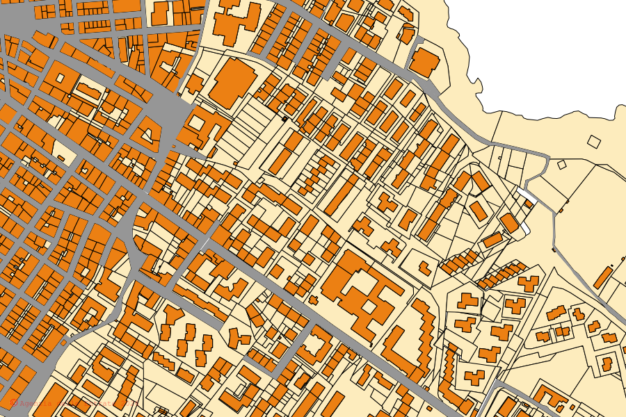 Mappa catastale del centro di Polignano a Mare: particelle e fabbricati, cartografia Agenzia delle Entrate