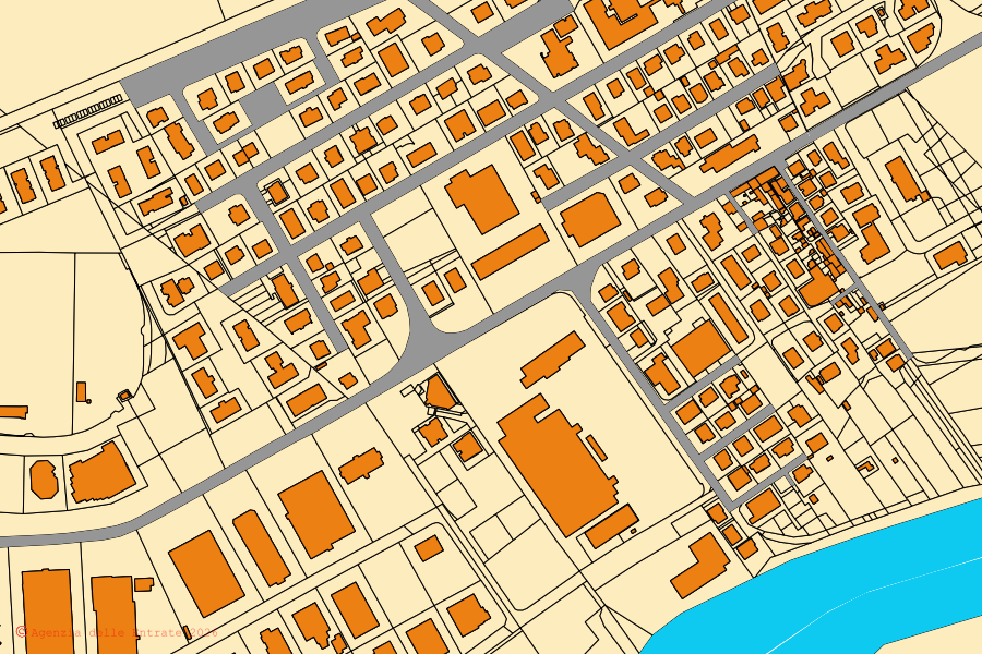Mappa catastale del centro di Pollenza: particelle e fabbricati, cartografia Agenzia delle Entrate