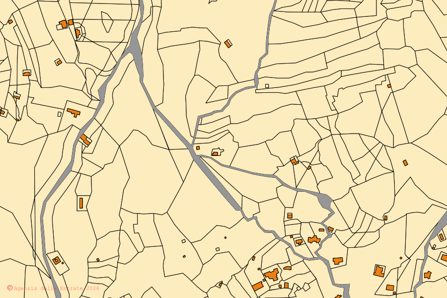 Mappa catastale del centro di Pollina: particelle e fabbricati, cartografia Agenzia delle Entrate