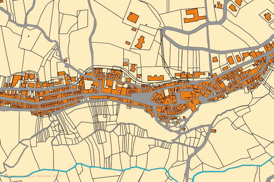 Mappa catastale del centro di Pollutri: particelle e fabbricati, cartografia Agenzia delle Entrate