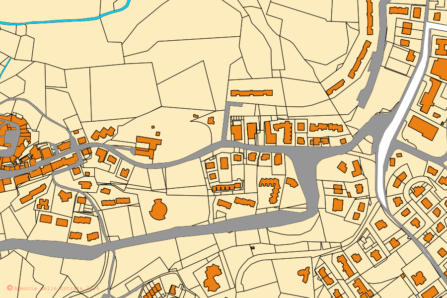 Mappa catastale del centro di Polverigi: particelle e fabbricati, cartografia Agenzia delle Entrate