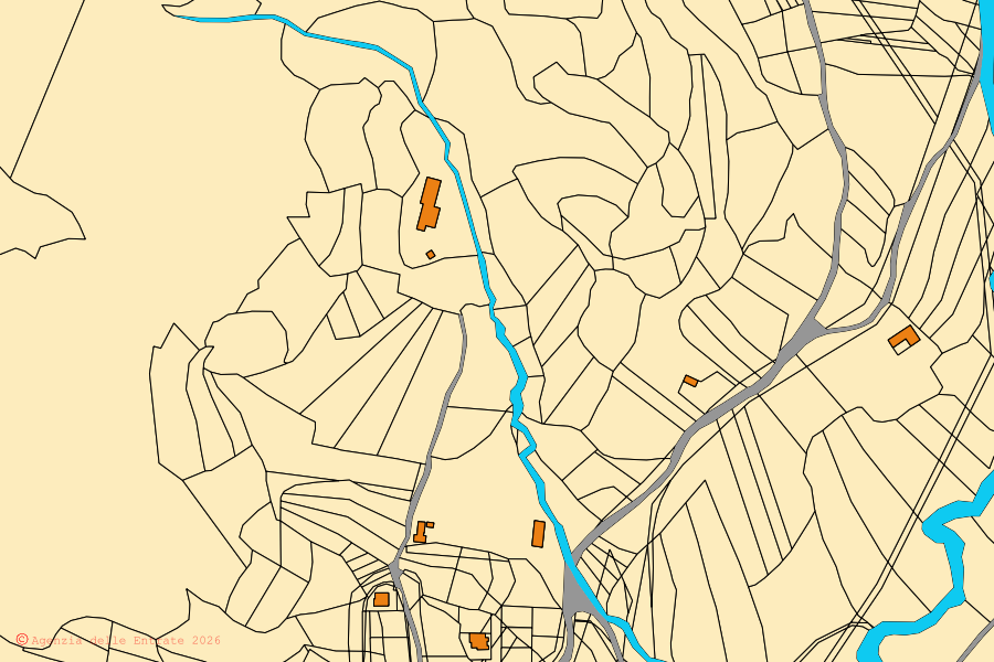 Mappa catastale del centro di Pompu: particelle e fabbricati, cartografia Agenzia delle Entrate