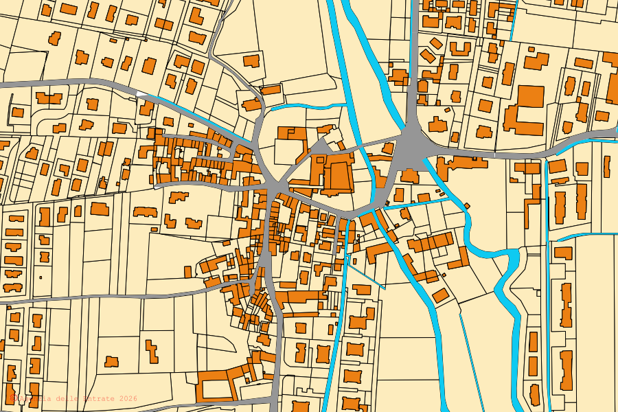 Mappa catastale del centro di Poncarale: particelle e fabbricati, cartografia Agenzia delle Entrate