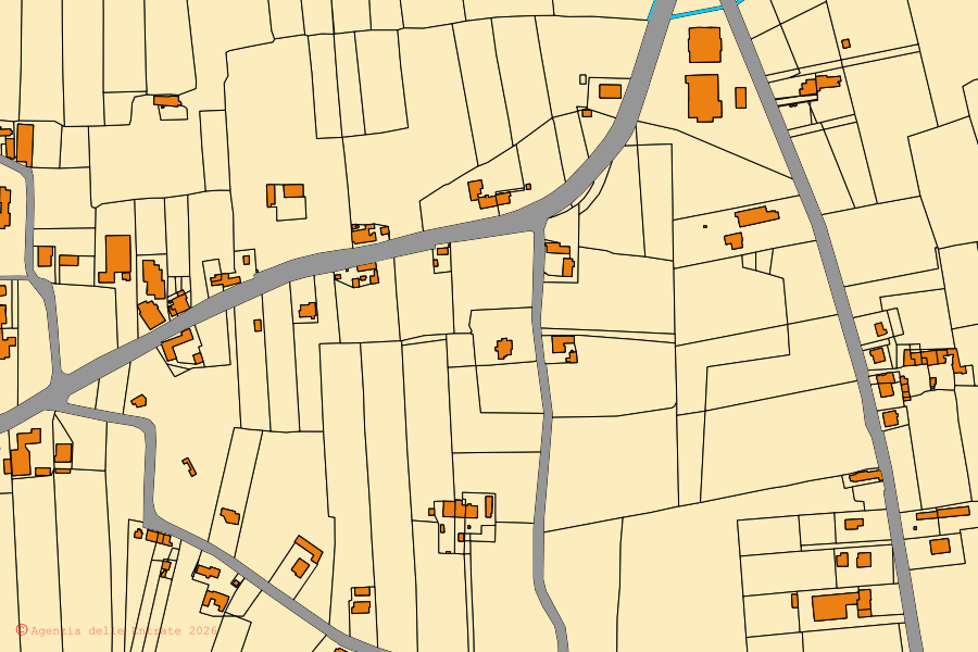 Mappa catastale del centro di Ponte Buggianese: particelle e fabbricati, cartografia Agenzia delle Entrate