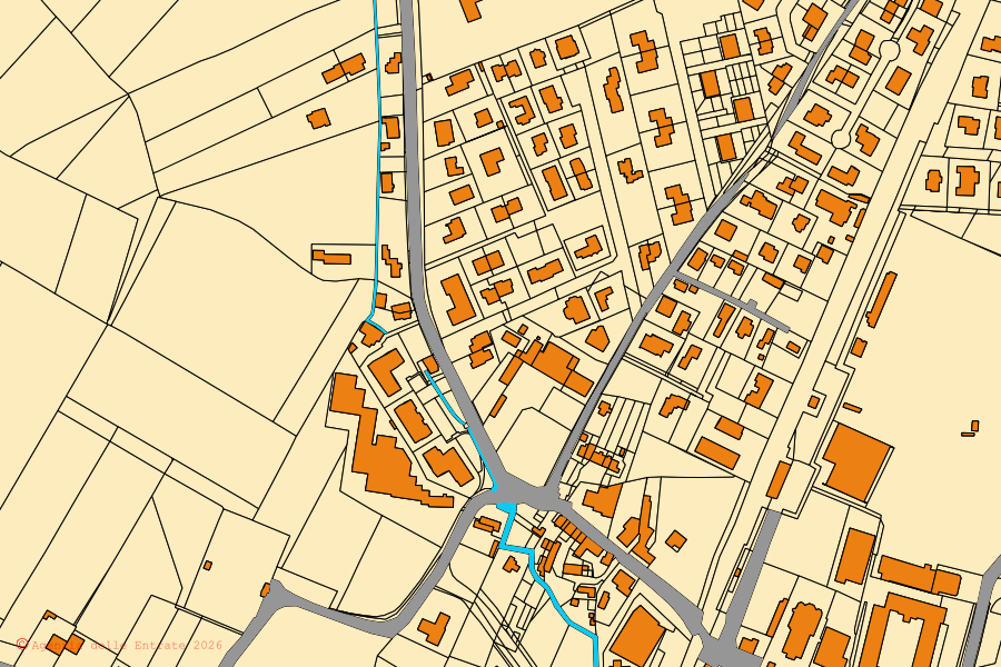 Mappa catastale del centro di Ponte di Piave: particelle e fabbricati, cartografia Agenzia delle Entrate