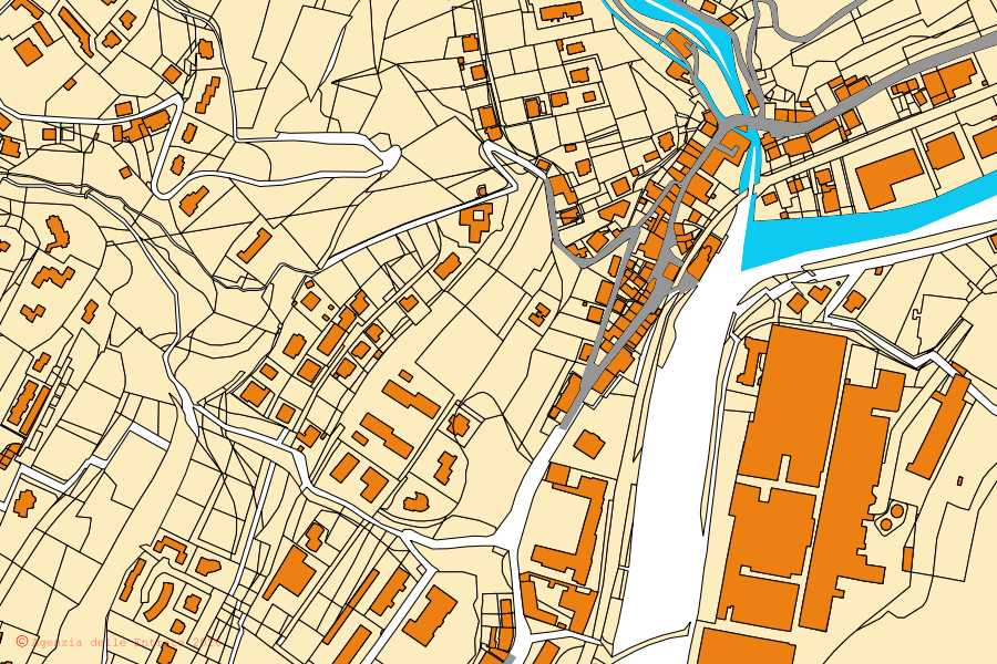 Mappa catastale del centro di Ponte Nossa: particelle e fabbricati, cartografia Agenzia delle Entrate