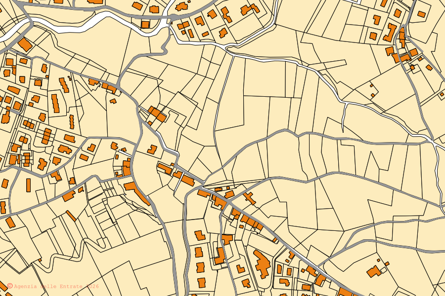 Mappa catastale del centro di Ponteranica: particelle e fabbricati, cartografia Agenzia delle Entrate