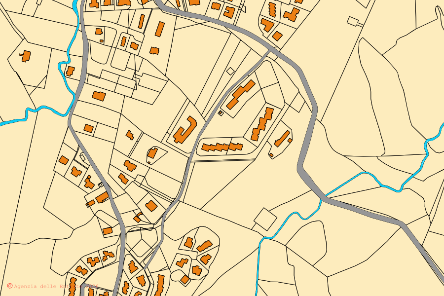 Mappa catastale del centro di Porano: particelle e fabbricati, cartografia Agenzia delle Entrate