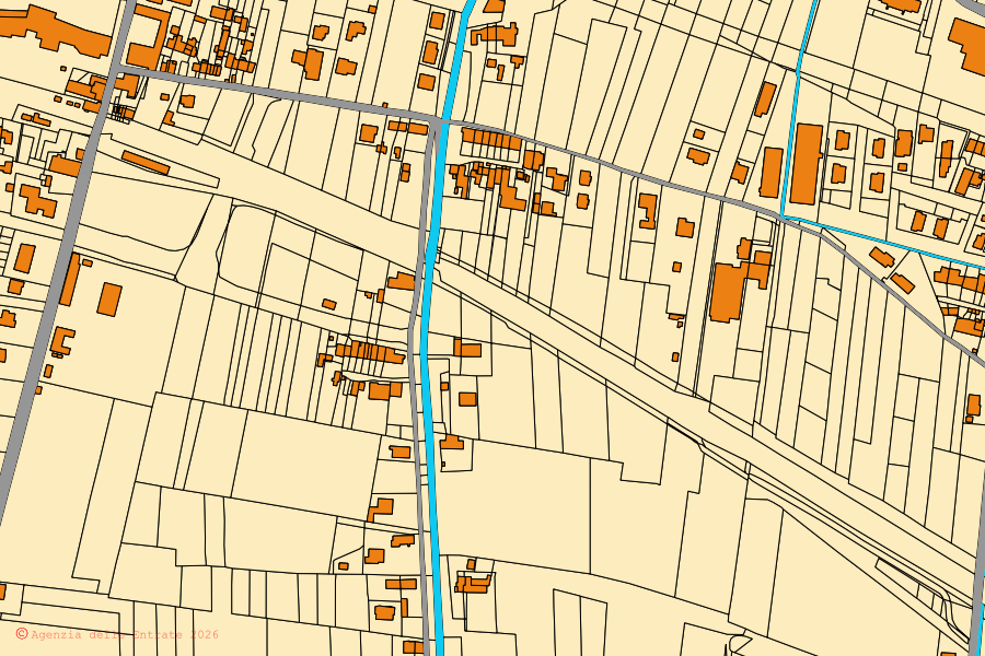 Mappa catastale del centro di Porcari: particelle e fabbricati, cartografia Agenzia delle Entrate