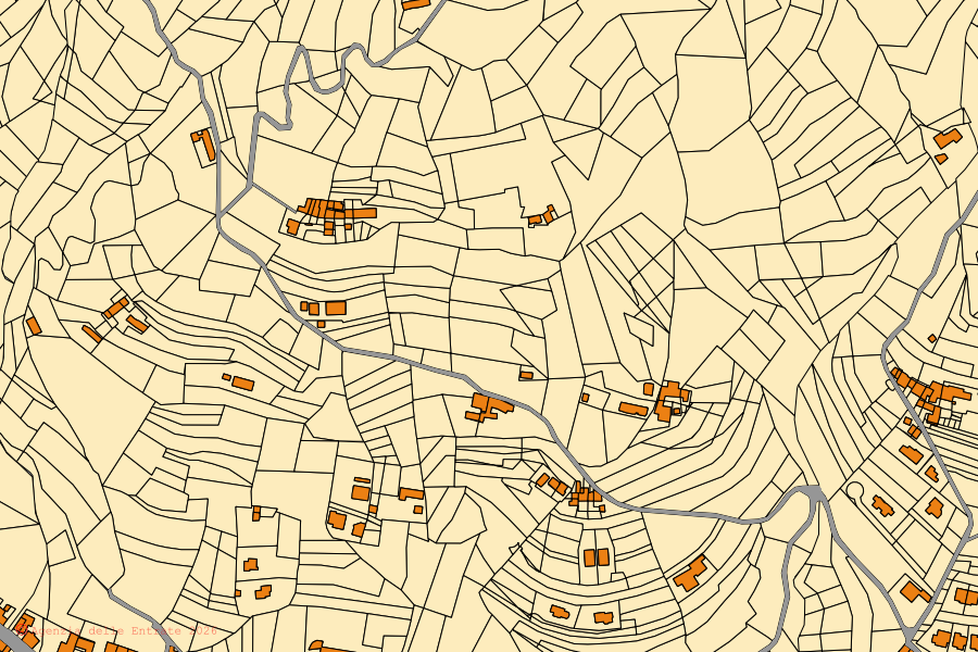 Mappa catastale del centro di Porte: particelle e fabbricati, cartografia Agenzia delle Entrate