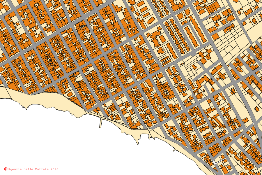 Mappa catastale del centro di Porto Cesareo: particelle e fabbricati, cartografia Agenzia delle Entrate
