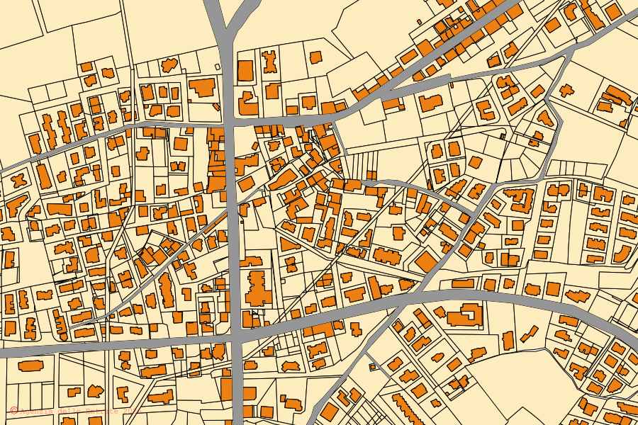 Mappa catastale del centro di Posada: particelle e fabbricati, cartografia Agenzia delle Entrate