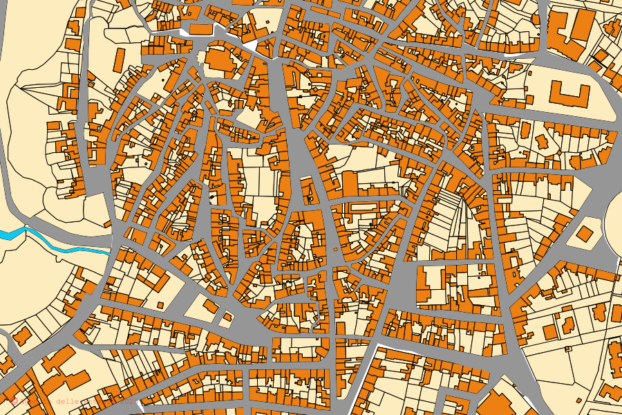 Mappa catastale del centro di Pozzomaggiore: particelle e fabbricati, cartografia Agenzia delle Entrate