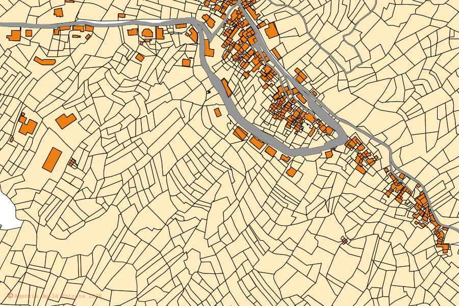 Mappa catastale del centro di Pratiglione: particelle e fabbricati, cartografia Agenzia delle Entrate