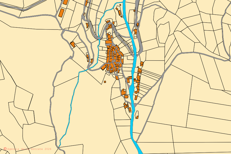 Mappa catastale del centro di Preci: particelle e fabbricati, cartografia Agenzia delle Entrate