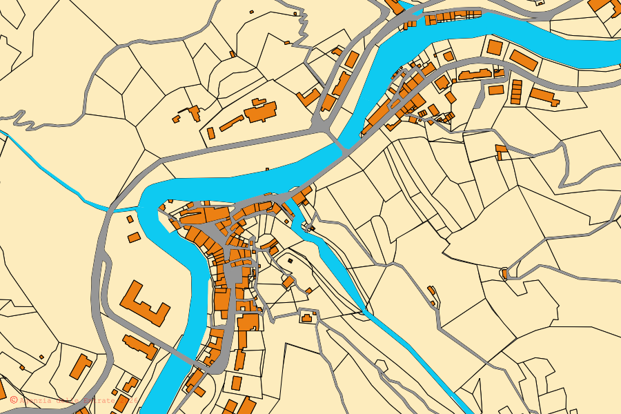 Mappa catastale del centro di Premilcuore: particelle e fabbricati, cartografia Agenzia delle Entrate