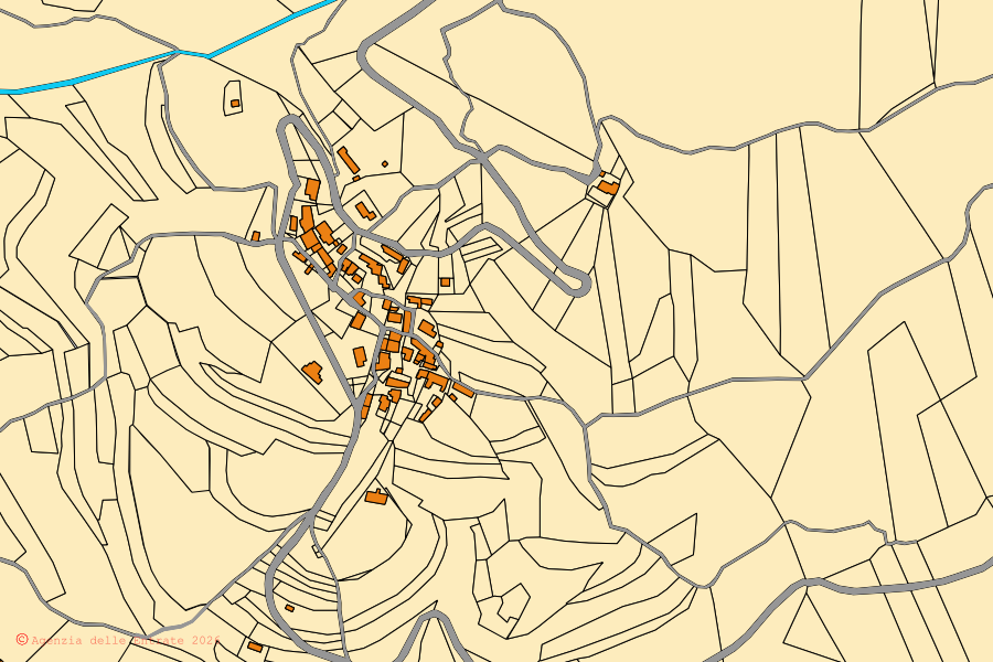 Mappa catastale del centro di Prepotto: particelle e fabbricati, cartografia Agenzia delle Entrate