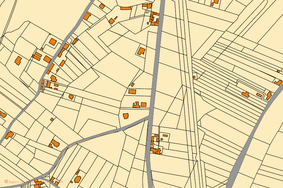 Mappa catastale del centro di Presenzano: particelle e fabbricati, cartografia Agenzia delle Entrate