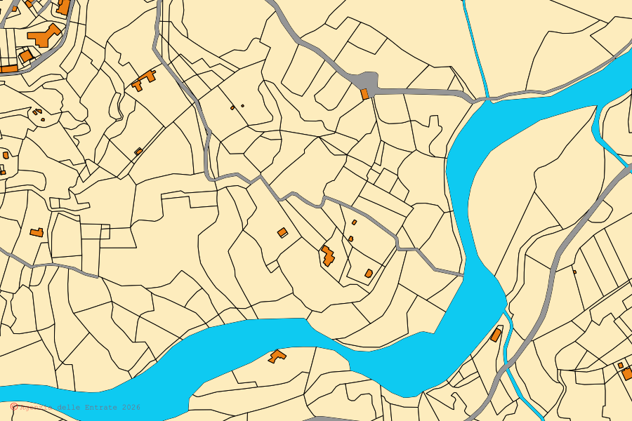 Mappa catastale del centro di Proceno: particelle e fabbricati, cartografia Agenzia delle Entrate