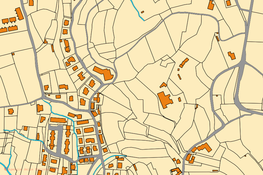 Mappa catastale del centro di Puegnago del Garda: particelle e fabbricati, cartografia Agenzia delle Entrate