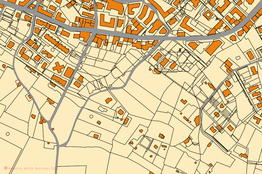 Mappa catastale del centro di Putignano: particelle e fabbricati, cartografia Agenzia delle Entrate