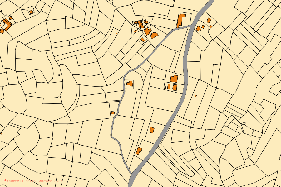 Mappa catastale del centro di Quaranti: particelle e fabbricati, cartografia Agenzia delle Entrate