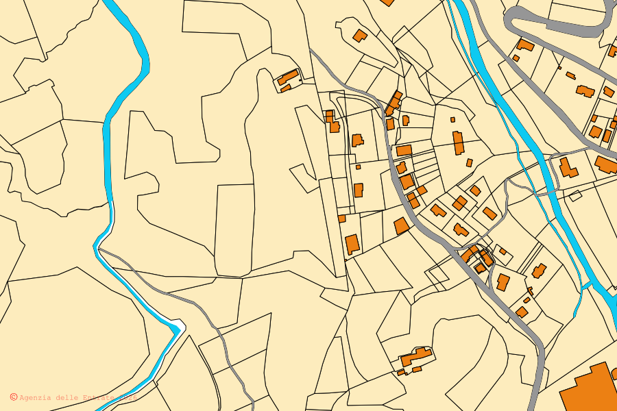 Mappa catastale del centro di Quaregna Cerreto: particelle e fabbricati, cartografia Agenzia delle Entrate