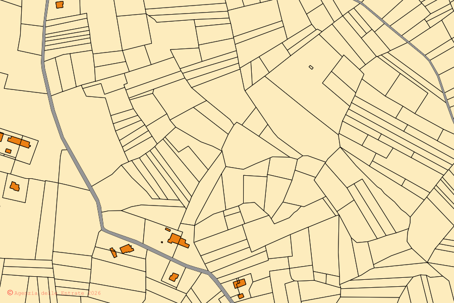 Mappa catastale del centro di Quargnento: particelle e fabbricati, cartografia Agenzia delle Entrate