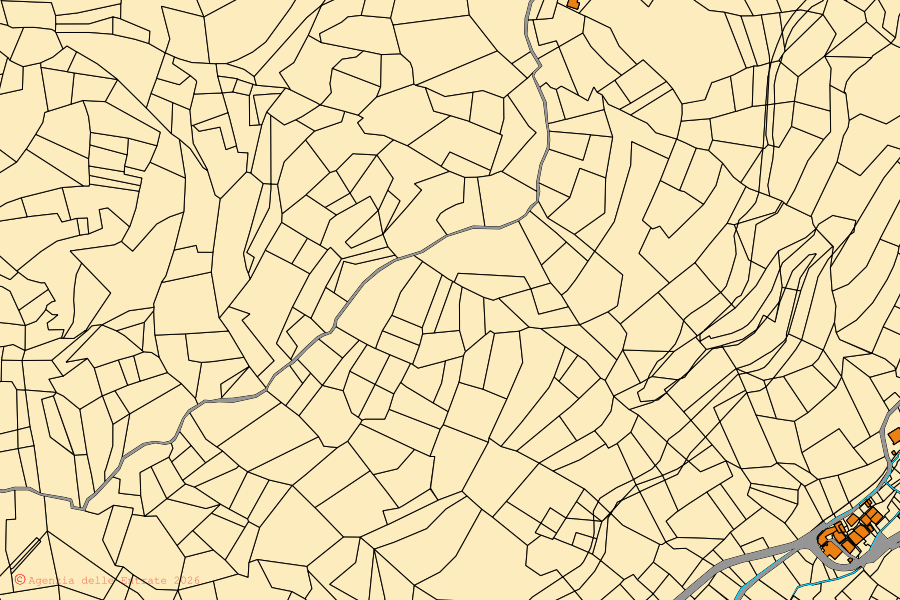 Mappa catastale del centro di Quart: particelle e fabbricati, cartografia Agenzia delle Entrate