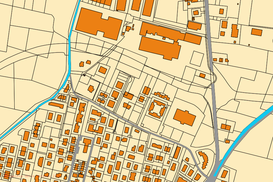 Mappa catastale del centro di Quattro Castella: particelle e fabbricati, cartografia Agenzia delle Entrate