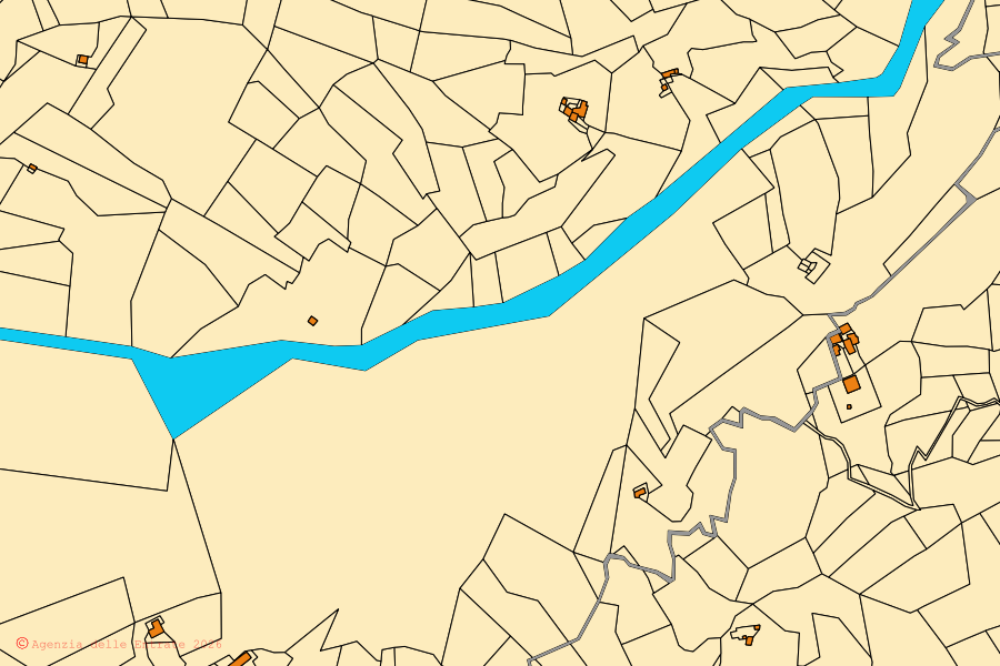 Mappa catastale del centro di Quincinetto: particelle e fabbricati, cartografia Agenzia delle Entrate