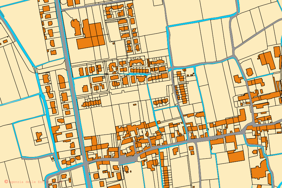 Mappa catastale del centro di Quintano: particelle e fabbricati, cartografia Agenzia delle Entrate