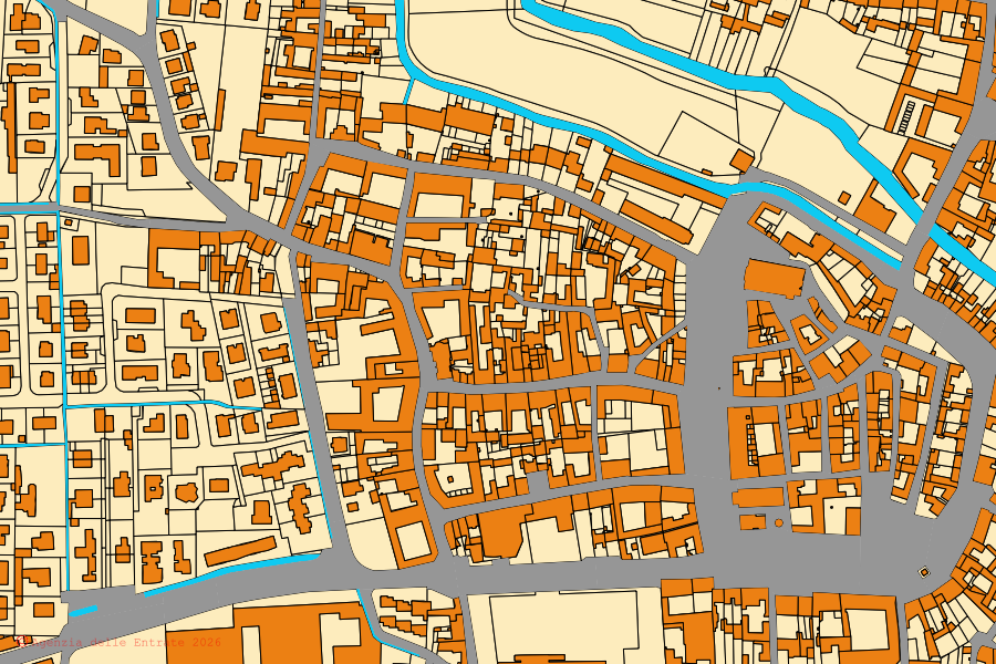 Mappa catastale del centro di Quinzano d'Oglio: particelle e fabbricati, cartografia Agenzia delle Entrate