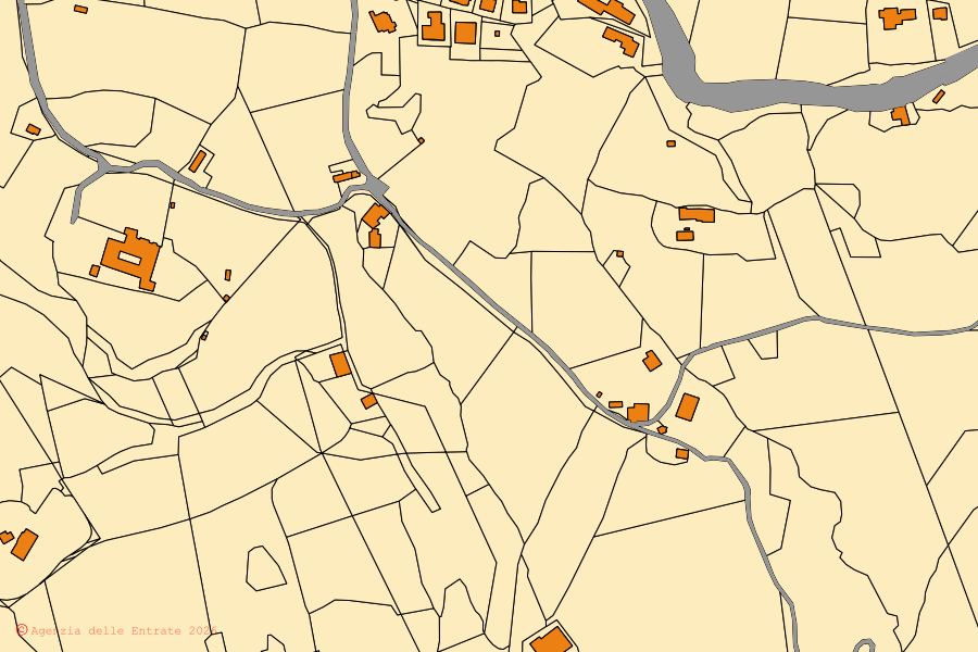 Mappa catastale del centro di Radicondoli: particelle e fabbricati, cartografia Agenzia delle Entrate