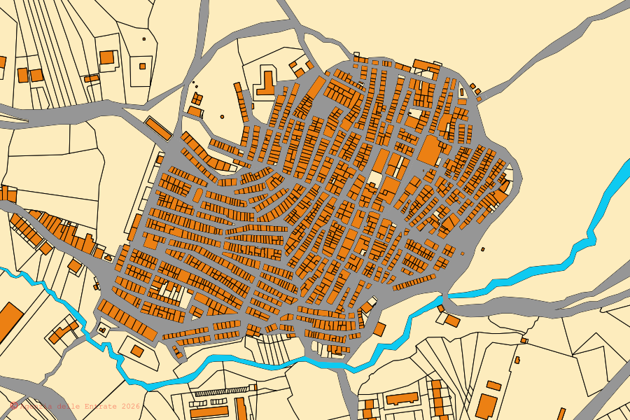 Mappa catastale del centro di Resuttano: particelle e fabbricati, cartografia Agenzia delle Entrate