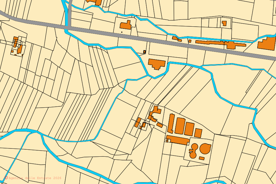 Mappa catastale del centro di Revello: particelle e fabbricati, cartografia Agenzia delle Entrate