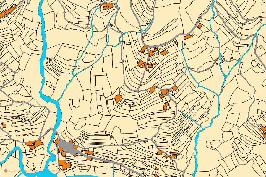 Mappa catastale del centro di Rialto: particelle e fabbricati, cartografia Agenzia delle Entrate
