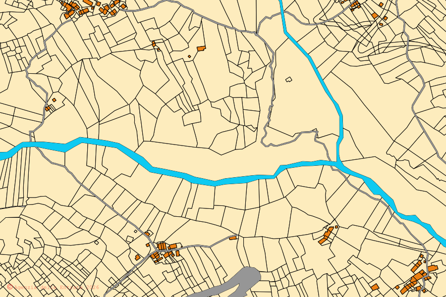 Mappa catastale del centro di Ribordone: particelle e fabbricati, cartografia Agenzia delle Entrate