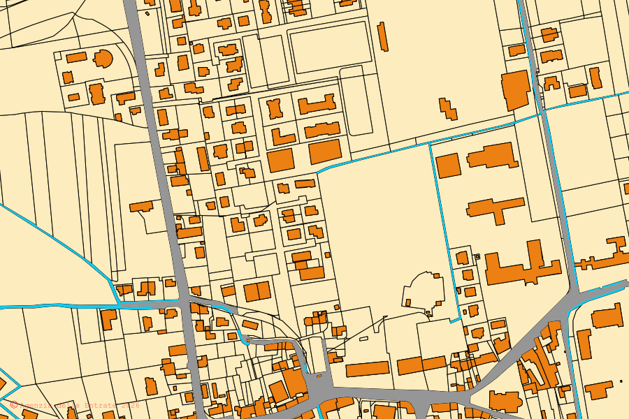 Mappa catastale del centro di Riese Pio X: particelle e fabbricati, cartografia Agenzia delle Entrate