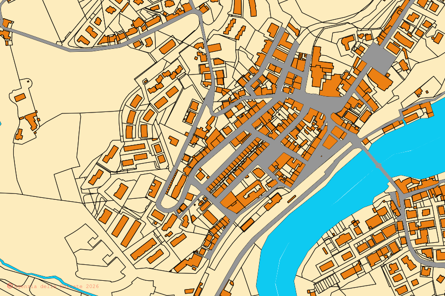 Mappa catastale del centro di Rignano sull'Arno: particelle e fabbricati, cartografia Agenzia delle Entrate