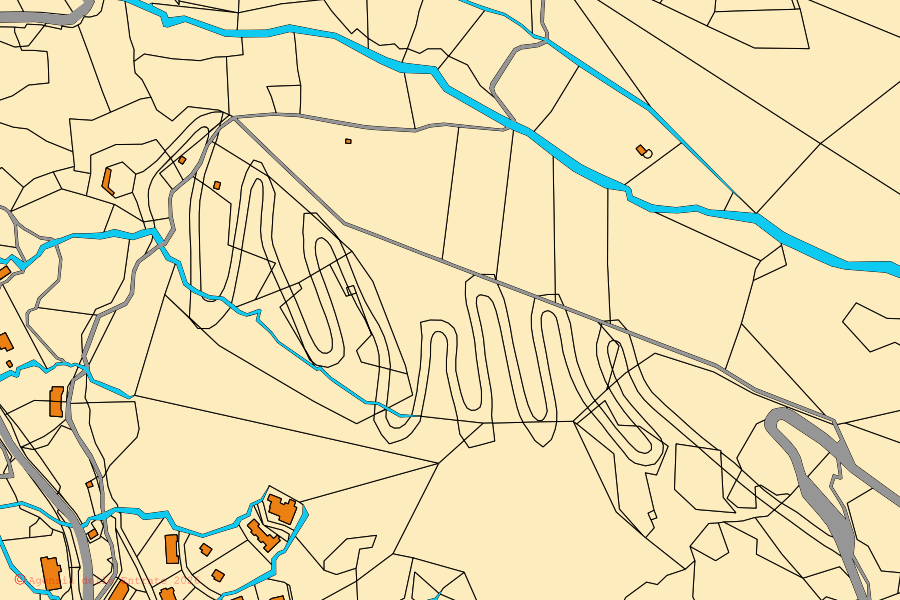 Mappa catastale del centro di Riolunato: particelle e fabbricati, cartografia Agenzia delle Entrate