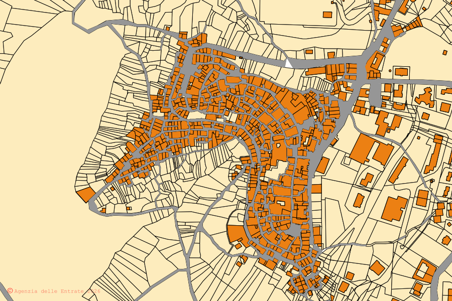 Mappa catastale del centro di Ripacandida: particelle e fabbricati, cartografia Agenzia delle Entrate
