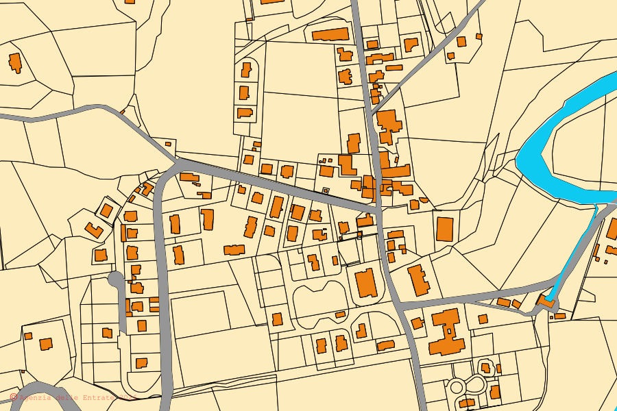 Mappa catastale del centro di Ripe San Ginesio: particelle e fabbricati, cartografia Agenzia delle Entrate