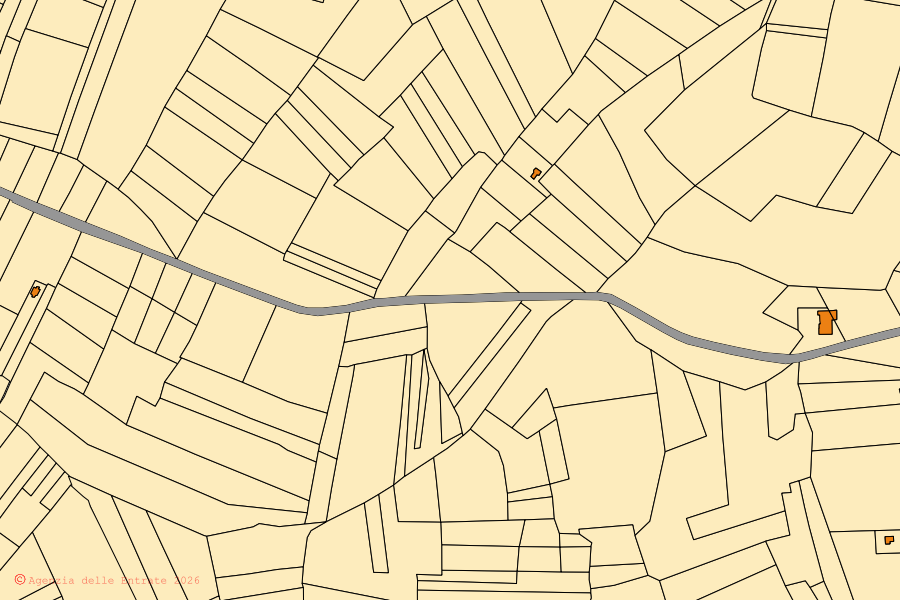 Mappa catastale del centro di Rivarone: particelle e fabbricati, cartografia Agenzia delle Entrate