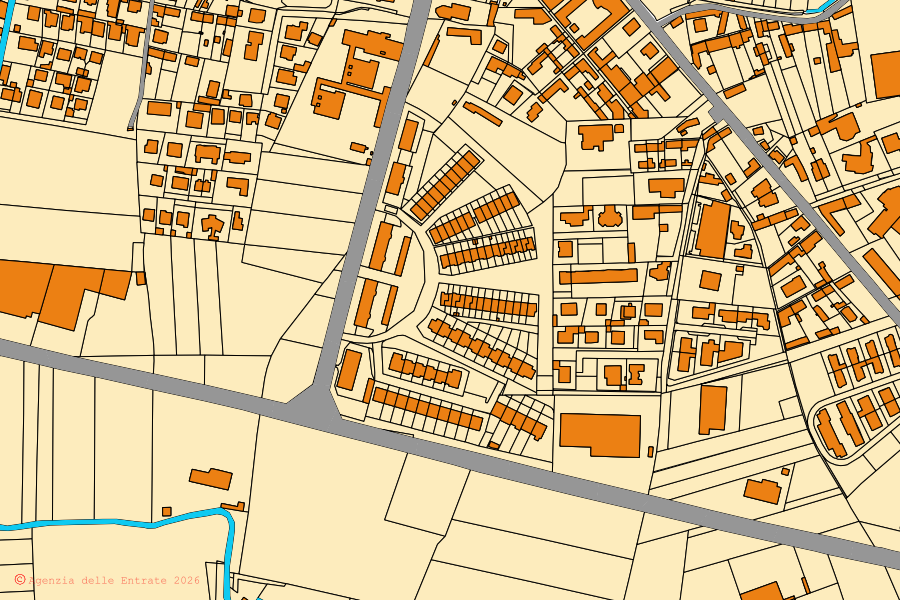Mappa catastale del centro di Robbio: particelle e fabbricati, cartografia Agenzia delle Entrate