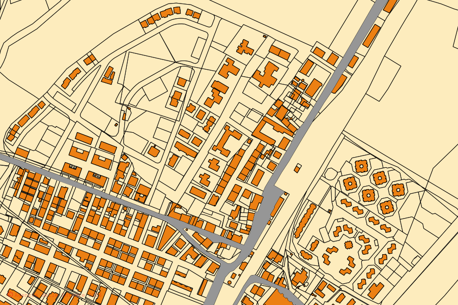 Mappa catastale del centro di Rocca Imperiale: particelle e fabbricati, cartografia Agenzia delle Entrate