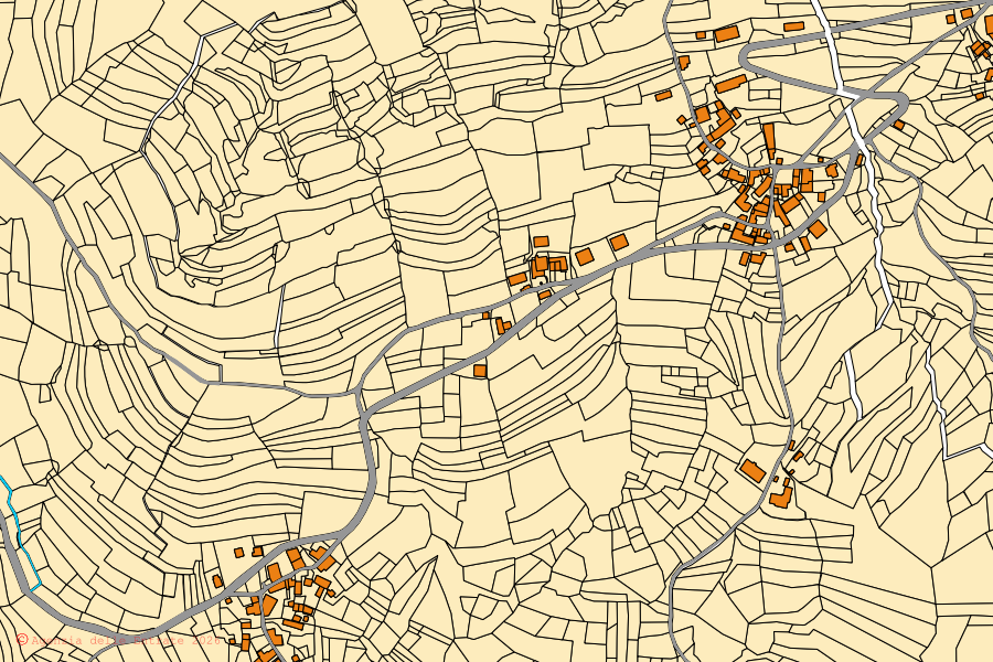 Mappa catastale del centro di Roccaforte Ligure: particelle e fabbricati, cartografia Agenzia delle Entrate
