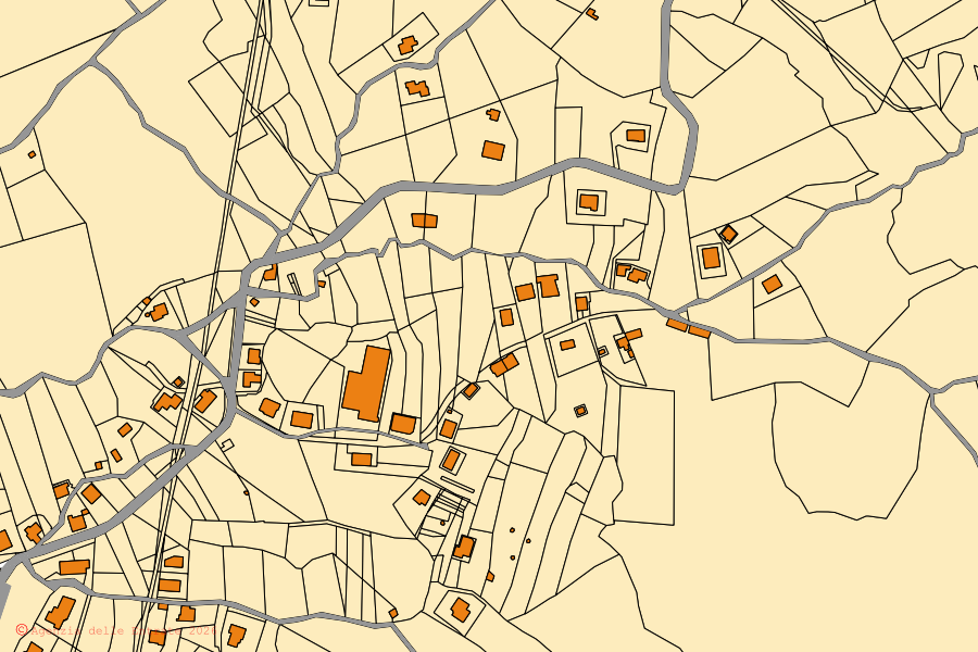Mappa catastale del centro di Roccagloriosa: particelle e fabbricati, cartografia Agenzia delle Entrate