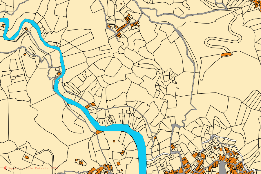 Mappa catastale del centro di Roccalumera: particelle e fabbricati, cartografia Agenzia delle Entrate