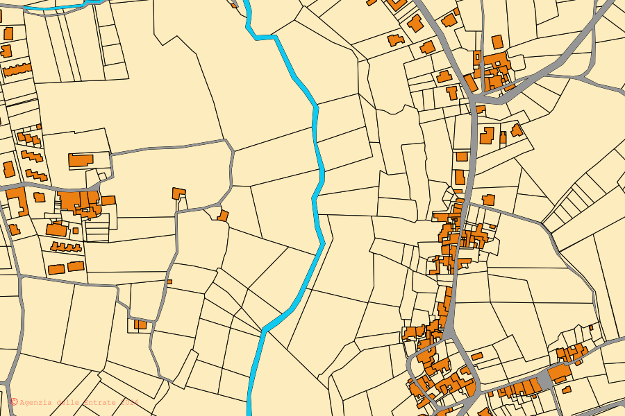 Mappa catastale del centro di Roccamonfina: particelle e fabbricati, cartografia Agenzia delle Entrate